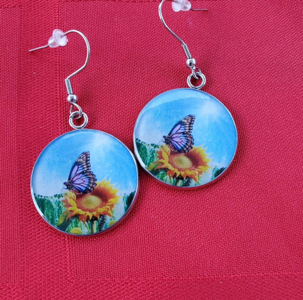 Butterfly Sunflower Dangle earrings
